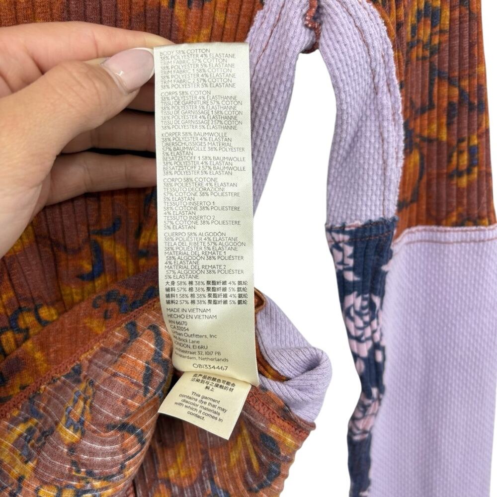 Free People Meadow Mix Long Sleeve Top Mixed Print Mock Neck Multicolor Small - Picture 14 of 15